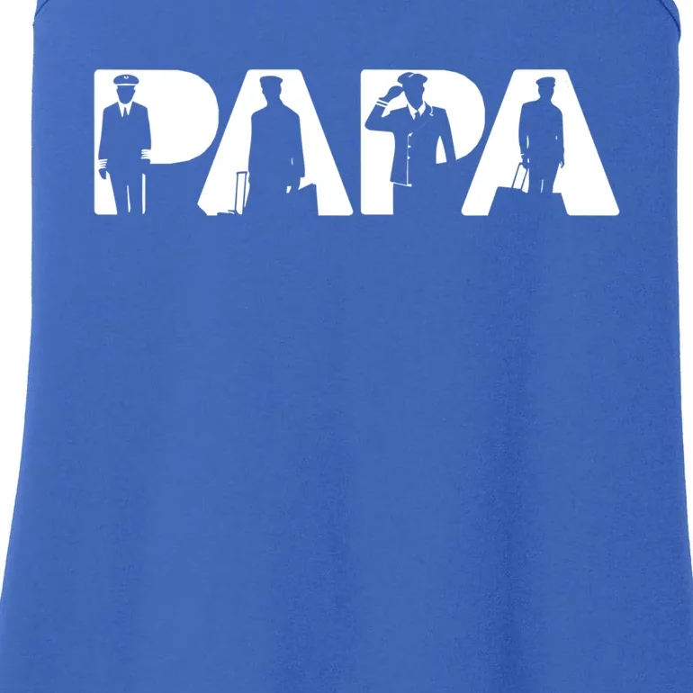 Papa Pilot Dad Funny Dad Pilot Papa Fathers Day Meaningful Gift Ladies Essential Tank