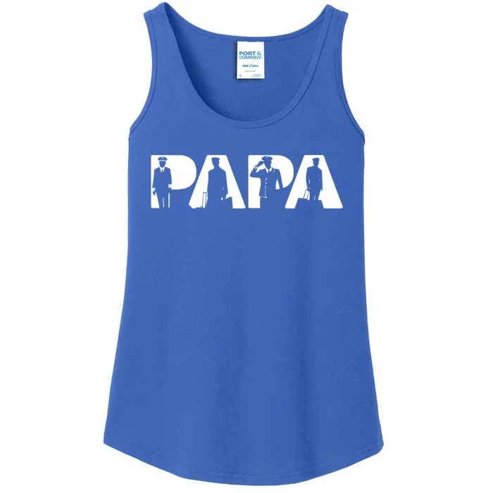 Papa Pilot Dad Funny Dad Pilot Papa Fathers Day Meaningful Gift Ladies Essential Tank