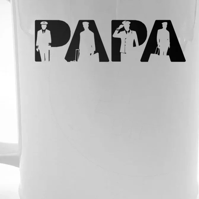 Papa Pilot Dad Funny Dad Pilot Papa Fathers Day Meaningful Gift Front & Back Beer Stein