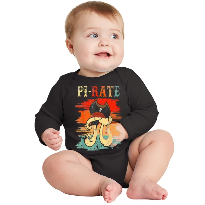 Pi-Rate Pi Day Mathematician Math Geek Pirate Lover Baby Long Sleeve Bodysuit