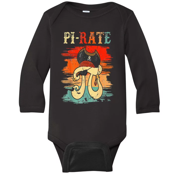 Pi-Rate Pi Day Mathematician Math Geek Pirate Lover Baby Long Sleeve Bodysuit