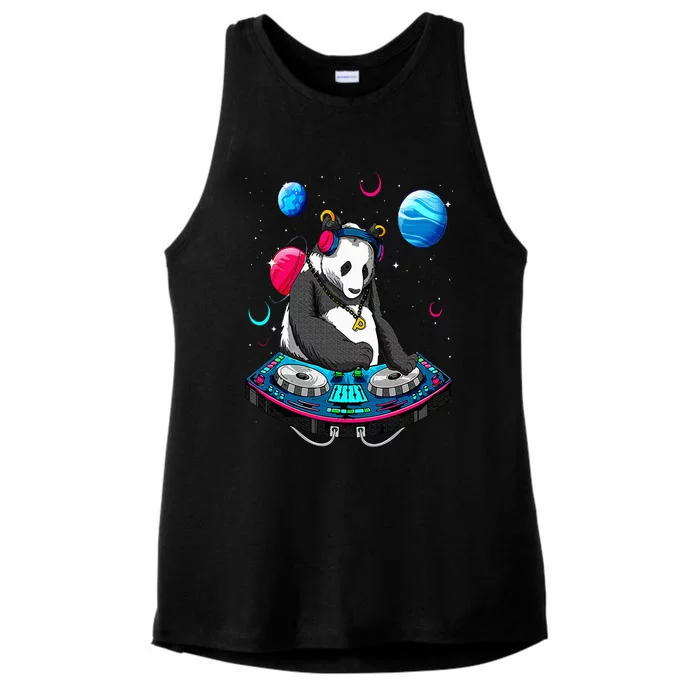 Psychedelic Panda DJEDM Raver Trance Music Festival Ladies Tri-Blend Wicking Tank