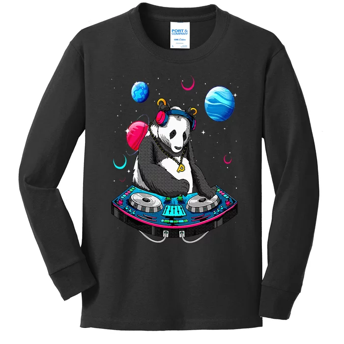 Psychedelic Panda DJEDM Raver Trance Music Festival Kids Long Sleeve Shirt