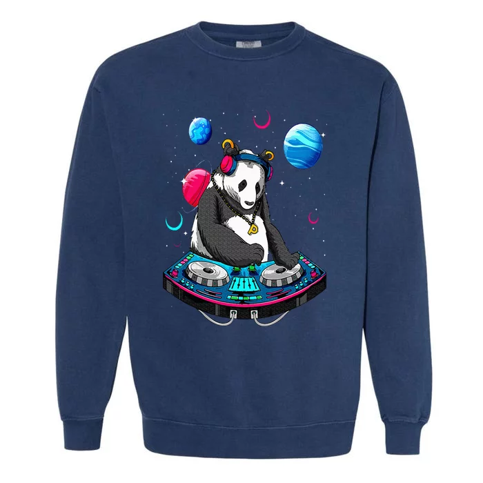 Psychedelic Panda DJEDM Raver Trance Music Festival Garment-Dyed Sweatshirt