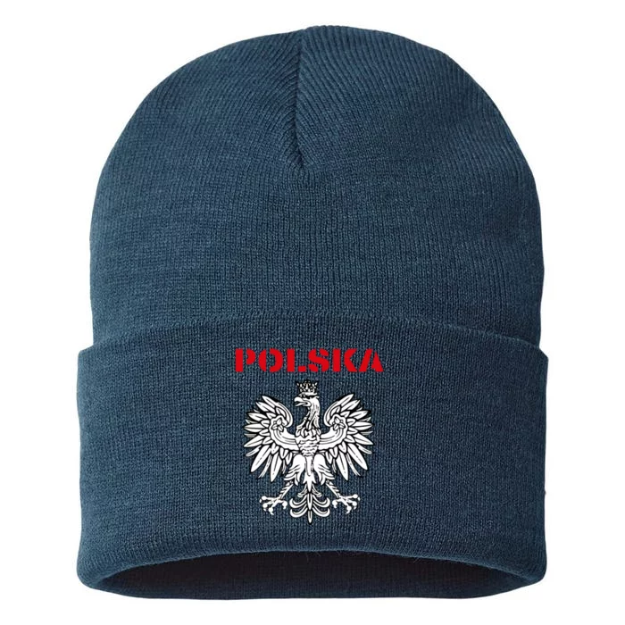 Polska Poland Eagle Poland Heritage Polish Pride Roots Sustainable Knit Beanie