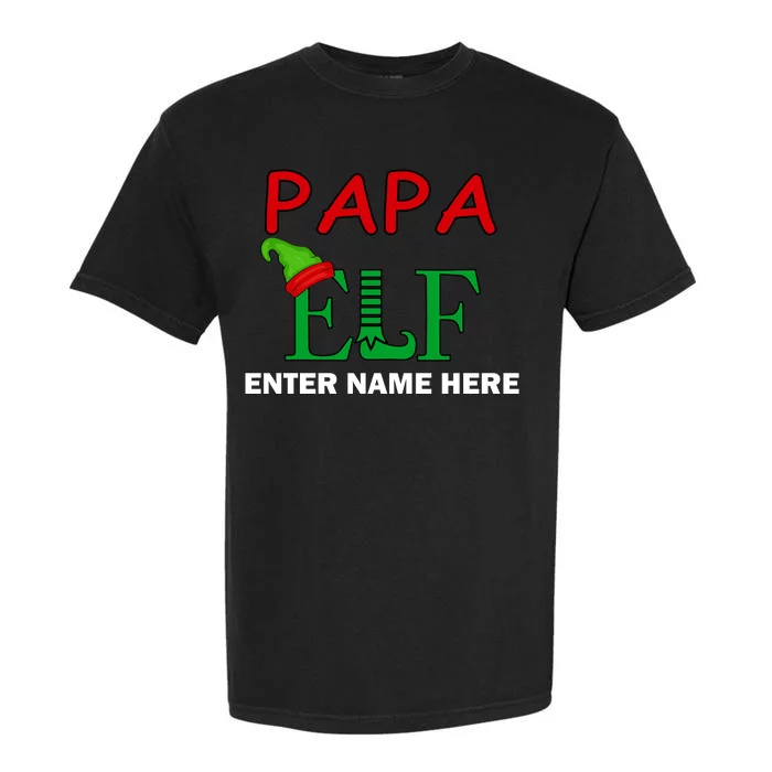 Personalize Papa Elf Custom Family Matching Christmas Garment-Dyed Heavyweight T-Shirt