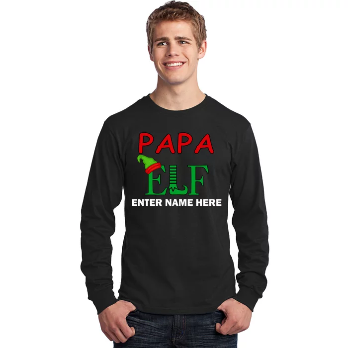 Personalize Papa Elf Custom Family Matching Christmas Long Sleeve Shirt