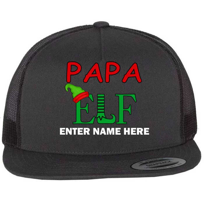 Personalize Papa Elf Custom Family Matching Christmas Flat Bill Trucker Hat