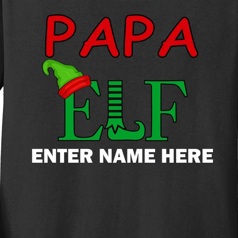 Personalize Papa Elf Custom Family Matching Christmas Kids Long Sleeve Shirt