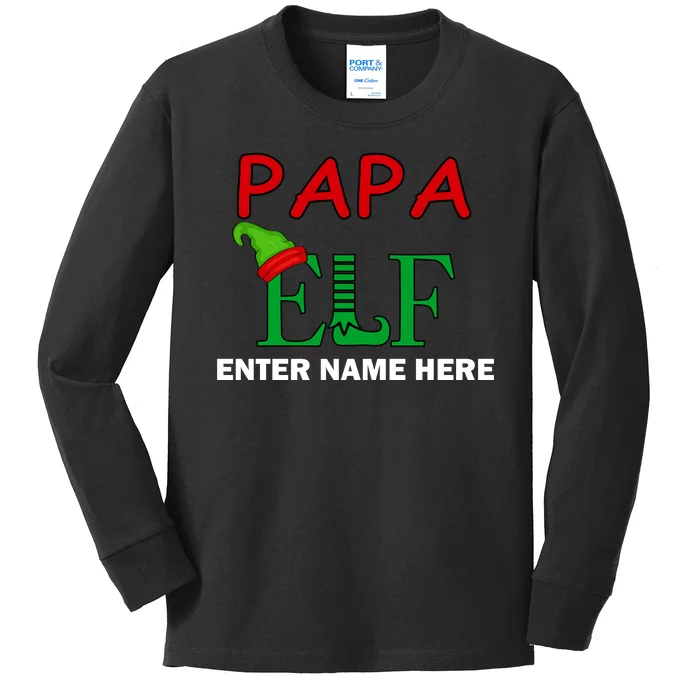 Personalize Papa Elf Custom Family Matching Christmas Kids Long Sleeve Shirt