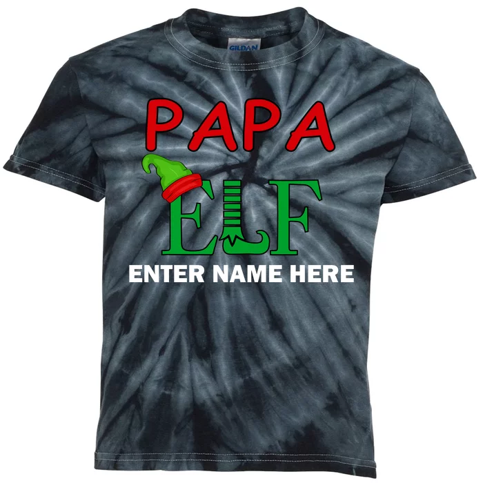 Personalize Papa Elf Custom Family Matching Christmas Kids Tie-Dye T-Shirt