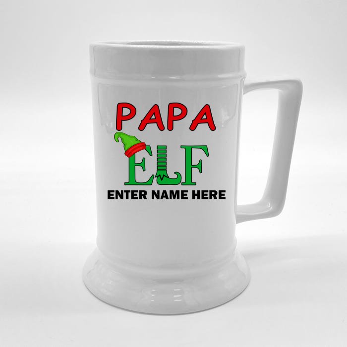 Personalize Papa Elf Custom Family Matching Christmas Front & Back Beer Stein