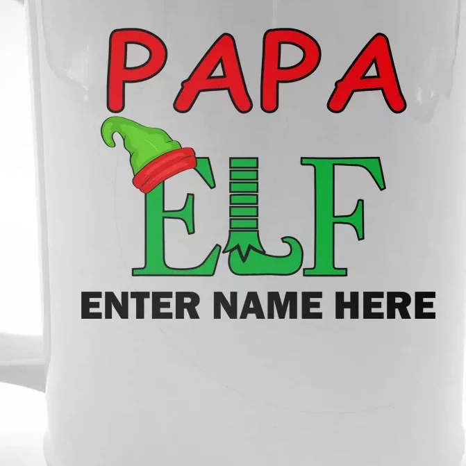 Personalize Papa Elf Custom Family Matching Christmas Front & Back Beer Stein