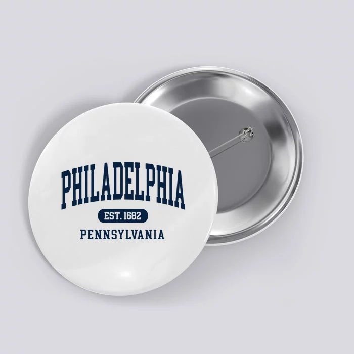 Philadelphia PA Est 1871 Arched Varsity Text Philly Button