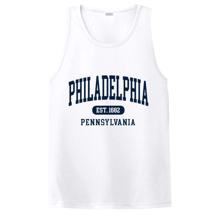 Philadelphia PA Est 1871 Arched Varsity Text Philly Performance Tank