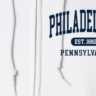 Philadelphia PA Est 1871 Arched Varsity Text Philly Full Zip Hoodie