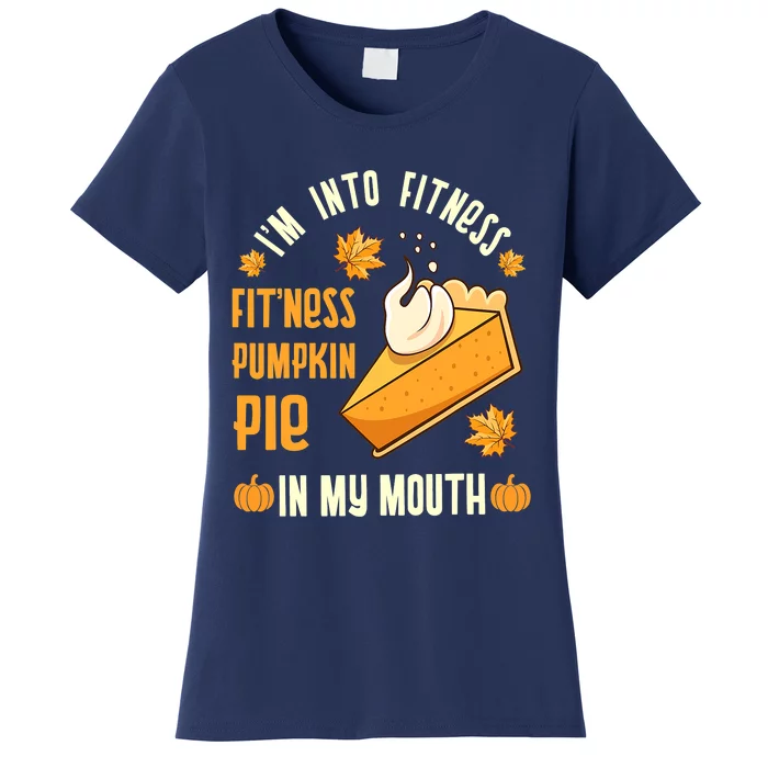 Pumpkin Pie Eating Whipped Cream Funny Boys Thanksgiving Women's T-Shirt