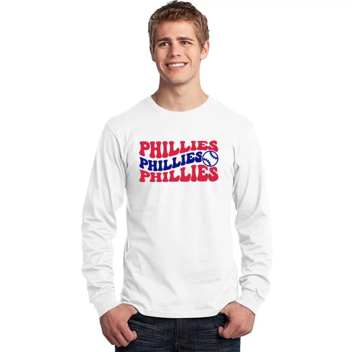 Philadelphia Phillies Est 1883 Baseball Lover Trending For Baseball Lover Tall Long Sleeve T-Shirt