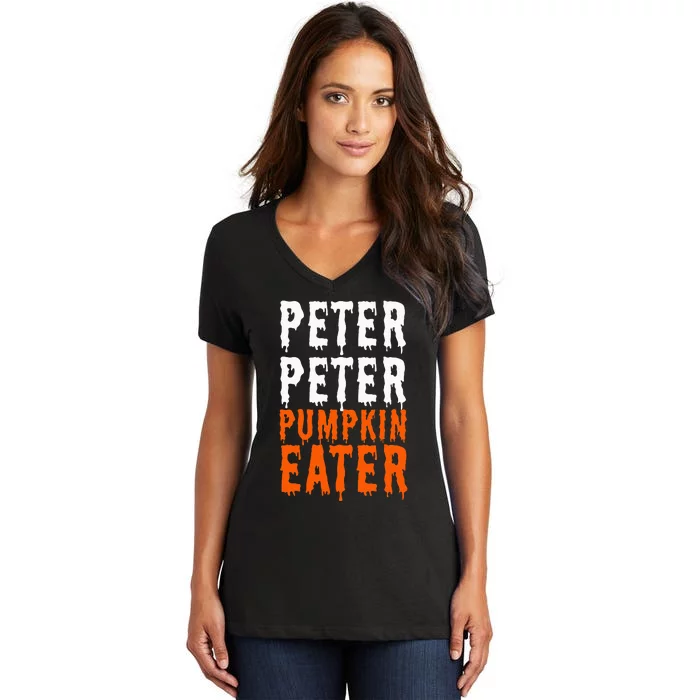 Peter Pumpkin Eater Halloween Costume Couple Women's V-Neck T-Shirt