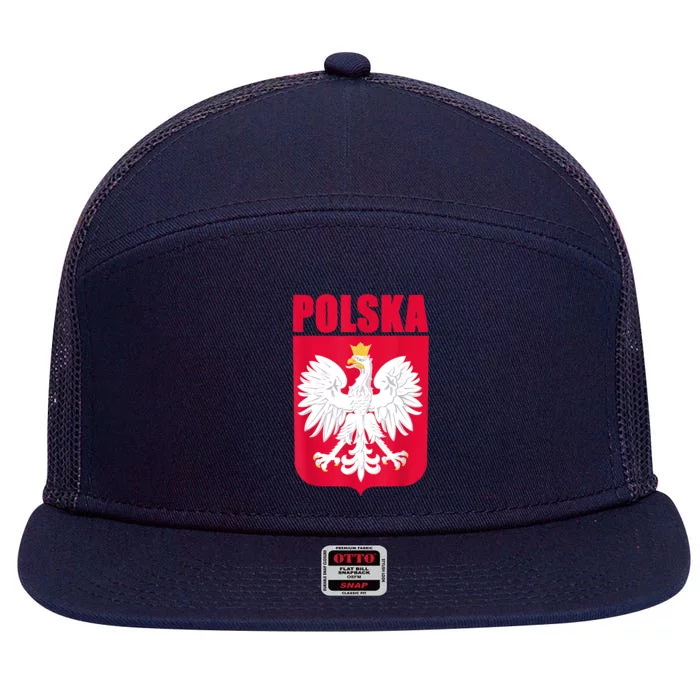 Polska Poland Eagle Polish Soccer Team Flag Jersey Fans 7 Panel Mesh Trucker Snapback Hat