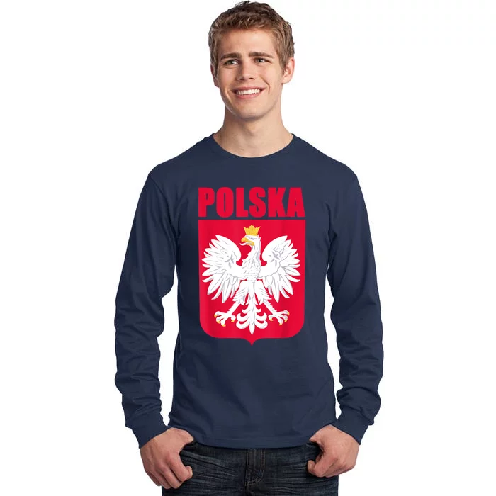 Polska Poland Eagle Polish Soccer Team Flag Jersey Fans Tall Long Sleeve T-Shirt