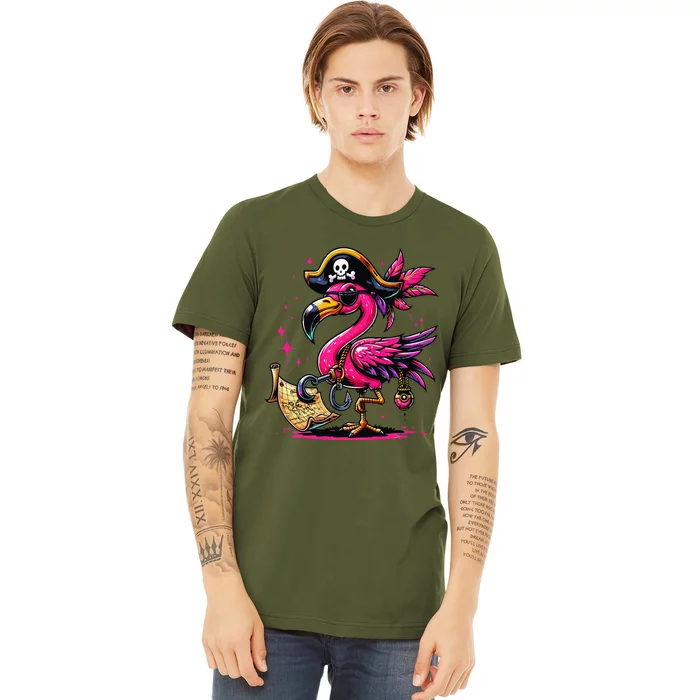 Pirate Pin.K Flamingo Halloween Party Jolly Roger Premium T-Shirt