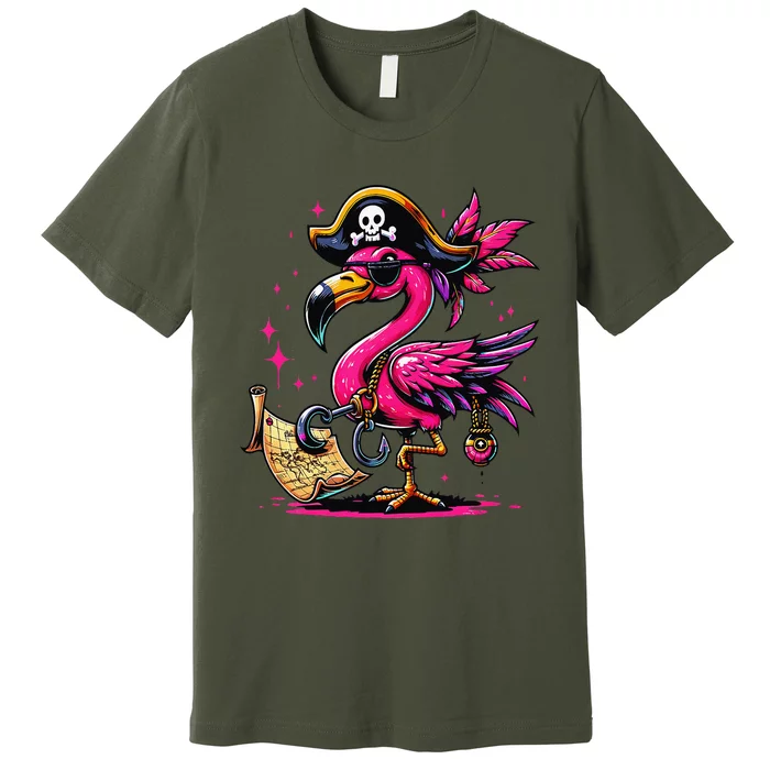 Pirate Pin.K Flamingo Halloween Party Jolly Roger Premium T-Shirt