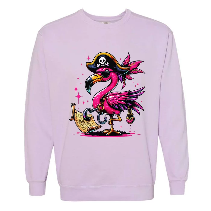 Pirate Pin.K Flamingo Halloween Party Jolly Roger Garment-Dyed Sweatshirt