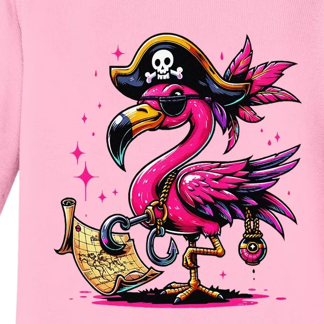 Pirate Pin.K Flamingo Halloween Party Jolly Roger Baby Long Sleeve Bodysuit