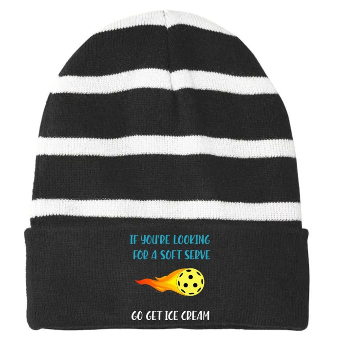 Pickelball Pun Funny Gift For Pickleball Lovers & Players Striped Beanie with Solid Band