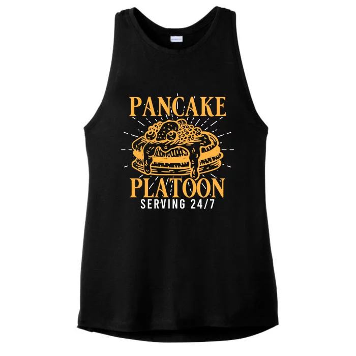 Pancake Platoon Football Line Great Gift Ladies Tri-Blend Wicking Tank