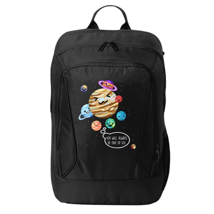 Pluto Planet Funny Space Cartoon Planets Never Forget Pluto Gift City Backpack