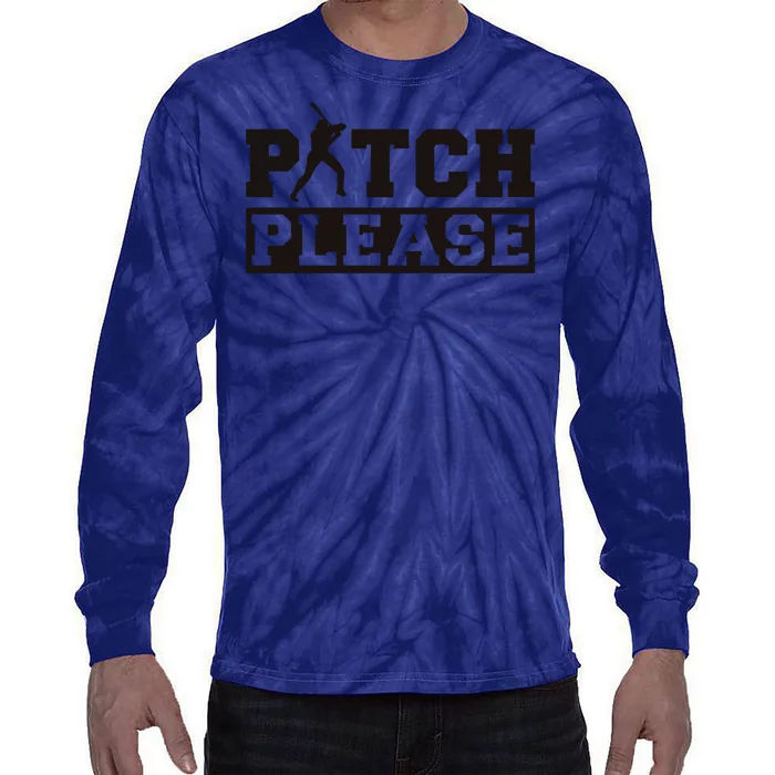 Pitch Please Funny Baseball Tie-Dye Long Sleeve Shirt