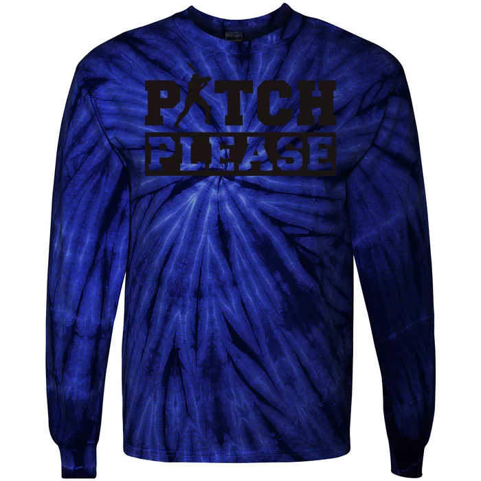 Pitch Please Funny Baseball Tie-Dye Long Sleeve Shirt