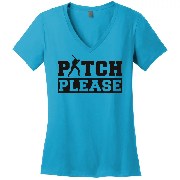 Pitch Please Funny Baseball Women's V-Neck T-Shirt