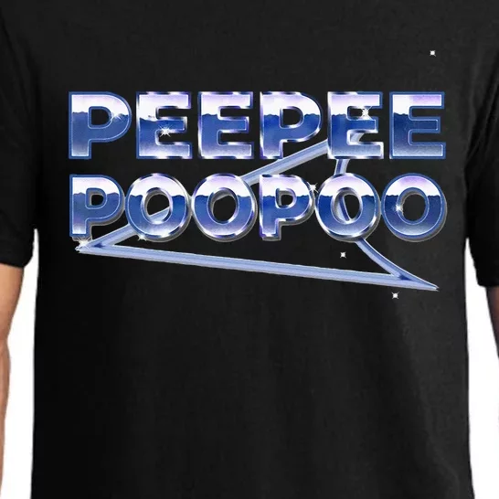 Peepee Poopoo Funny Retro Vaporwave Gaming Viral Text Humor Pajama Set