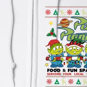 Pizza Planet Food & Fun Space Port Funny Christmas Ulgy Full Zip Hoodie