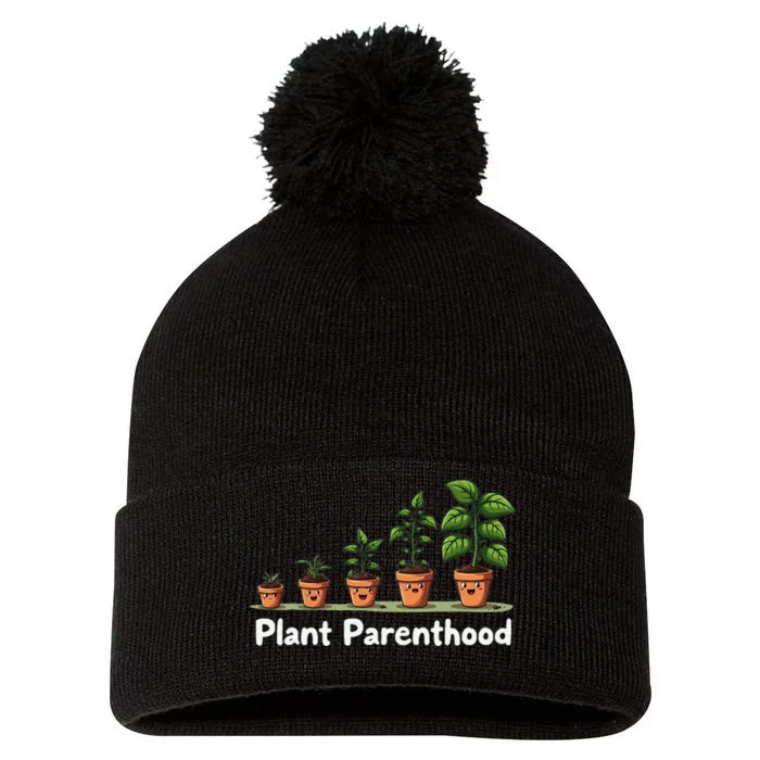 Plant Parenthood For Plant Moms & Dads Funny Cute Pom Pom 12in Knit Beanie