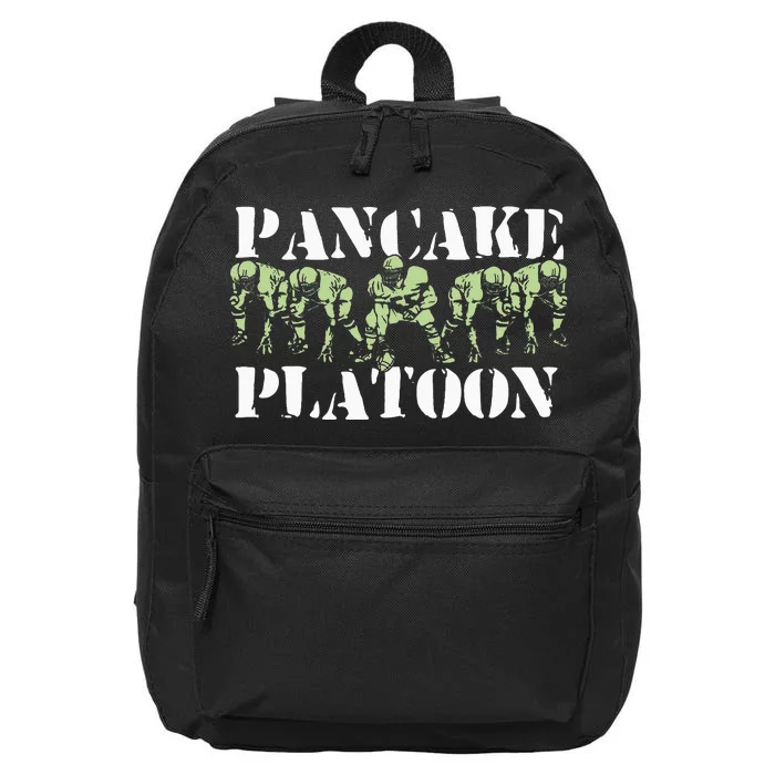 Pancake Platoon Funny Offensive Lineman Football OLine 16 in Basic Backpack