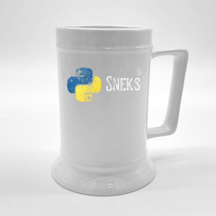 Python Programming Funny Programmer Python Logo Sneks Gift Front & Back Beer Stein