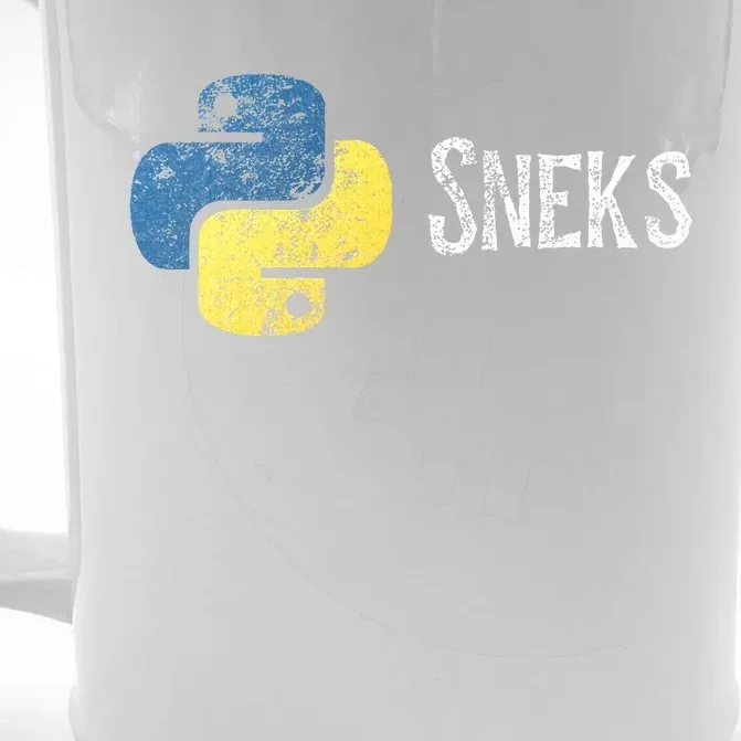 Python Programming Funny Programmer Python Logo Sneks Gift Front & Back Beer Stein