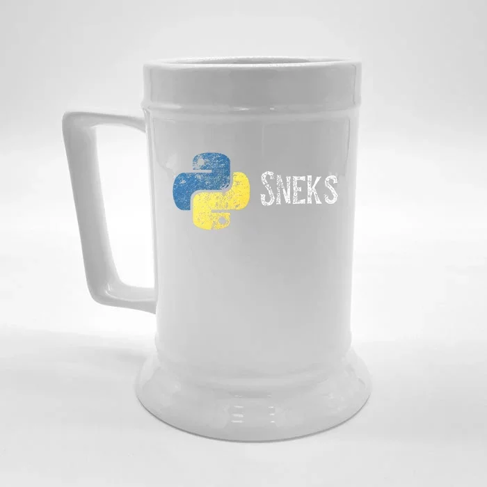 Python Programming Funny Programmer Python Logo Sneks Gift Front & Back Beer Stein