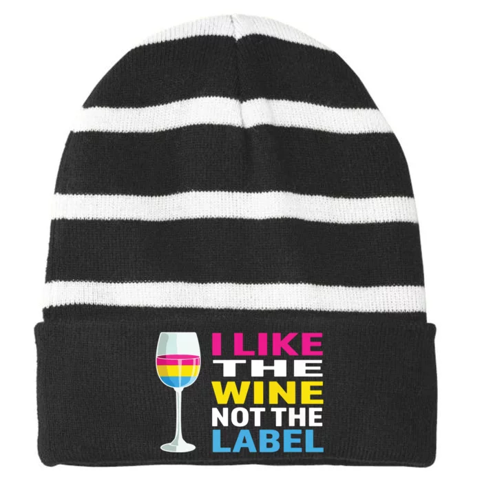 Pansexual Pride Flag I Like The Wine Not The Label Striped Beanie with Solid Band