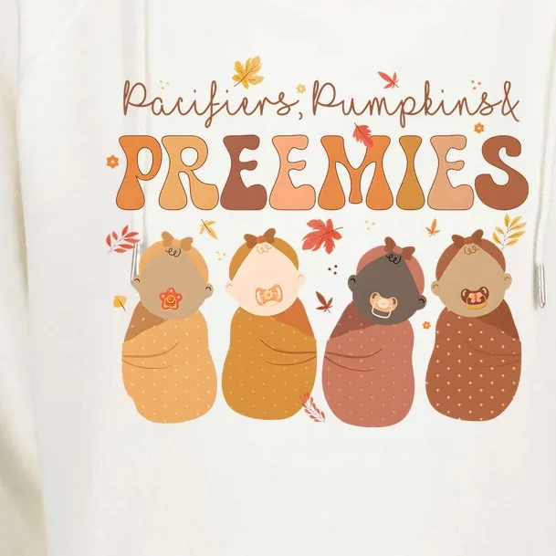 Pacifiers Pumpkins & Freemies Fall Nicu Nurse Halloween Womens Funnel Neck Pullover Hood