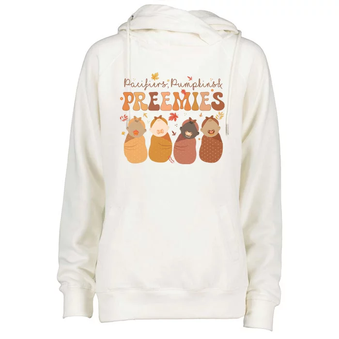 Pacifiers Pumpkins & Freemies Fall Nicu Nurse Halloween Womens Funnel Neck Pullover Hood