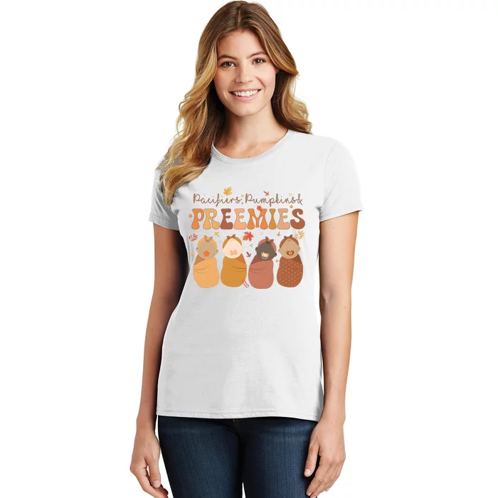 Pacifiers Pumpkins & Freemies Fall Nicu Nurse Halloween Women's T-Shirt