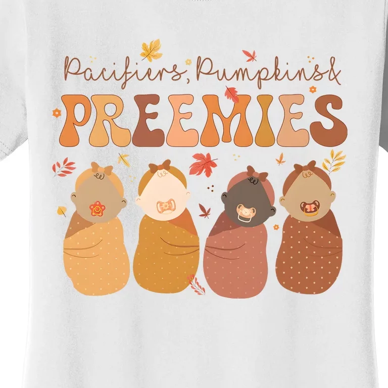 Pacifiers Pumpkins & Freemies Fall Nicu Nurse Halloween Women's T-Shirt