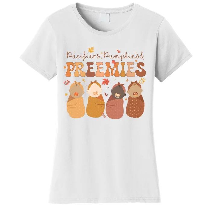 Pacifiers Pumpkins & Freemies Fall Nicu Nurse Halloween Women's T-Shirt