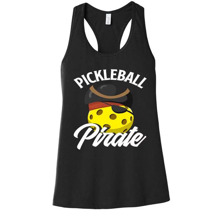 Pickleball Pirate Funny Athletic Sports Enthusiast Women's Racerback Tank