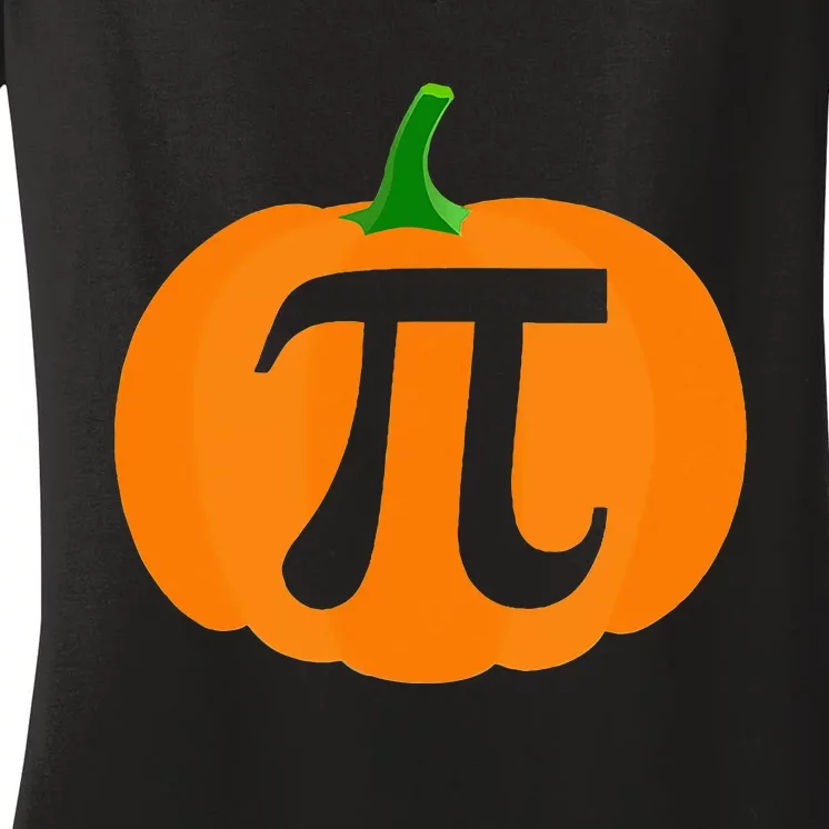 Pumpkin Pi Funny Halloween & Thanksgiving Pumpkin Pie Women's V-Neck T-Shirt